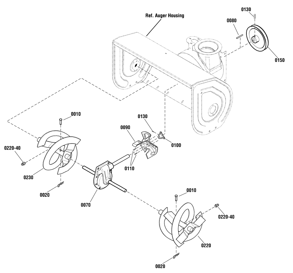 Auger Drive Group Diagram and Parts List for 1696256-00-BH1730SE  Briggs and Stratton Snow Blower